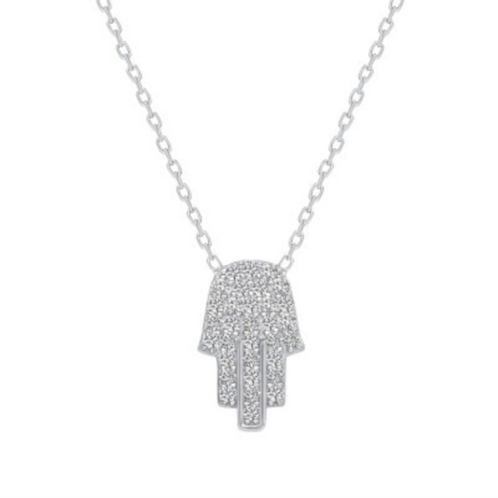 NEW 925 SILVER CZ HAMSA NECKLACE